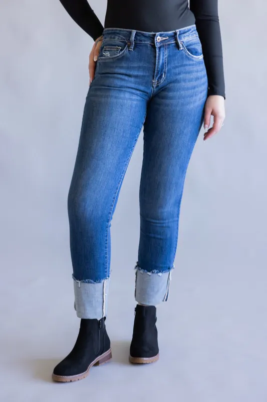 Mica Mid-Rise Cuffed Slim Straight Jeans for Women | MDP-T3613 sold by Glik’s
