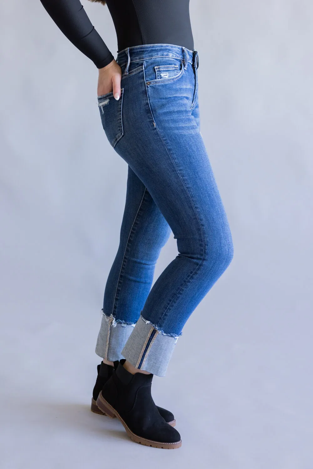 Mica Mid-Rise Cuffed Slim Straight Jeans for Women | MDP-T3613 sold by Glik’s product image thumbnail 4