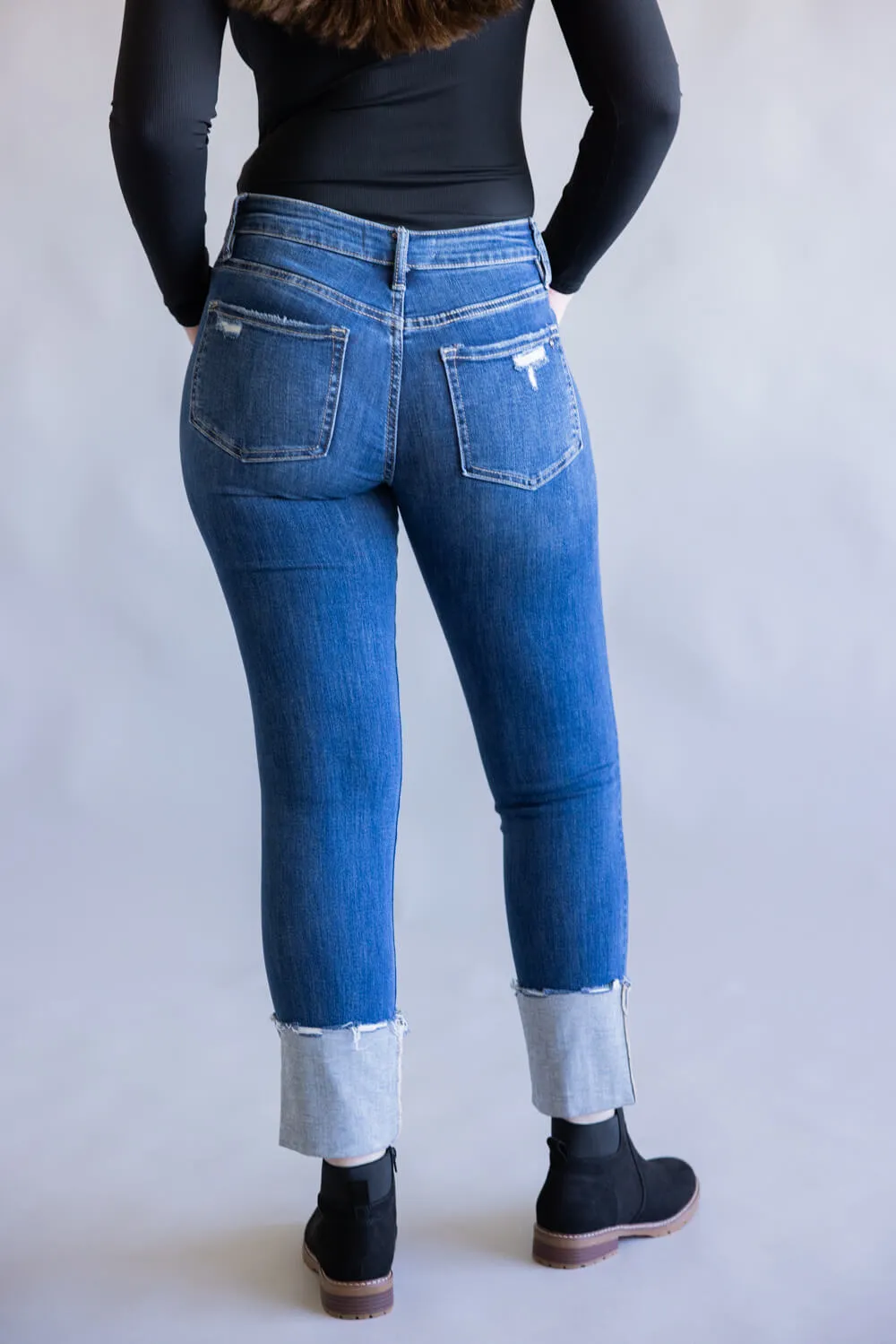 Mica Mid-Rise Cuffed Slim Straight Jeans for Women | MDP-T3613 sold by Glik’s product image thumbnail 2