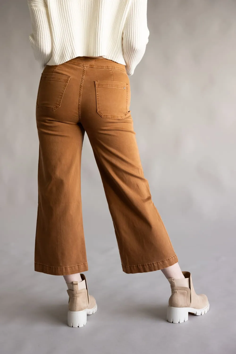 Mica High Rise Button Fly Cropped Wide Leg Jeans for Women in Caramel | MDP-W2004CL sold by Glik’s product image thumbnail 2