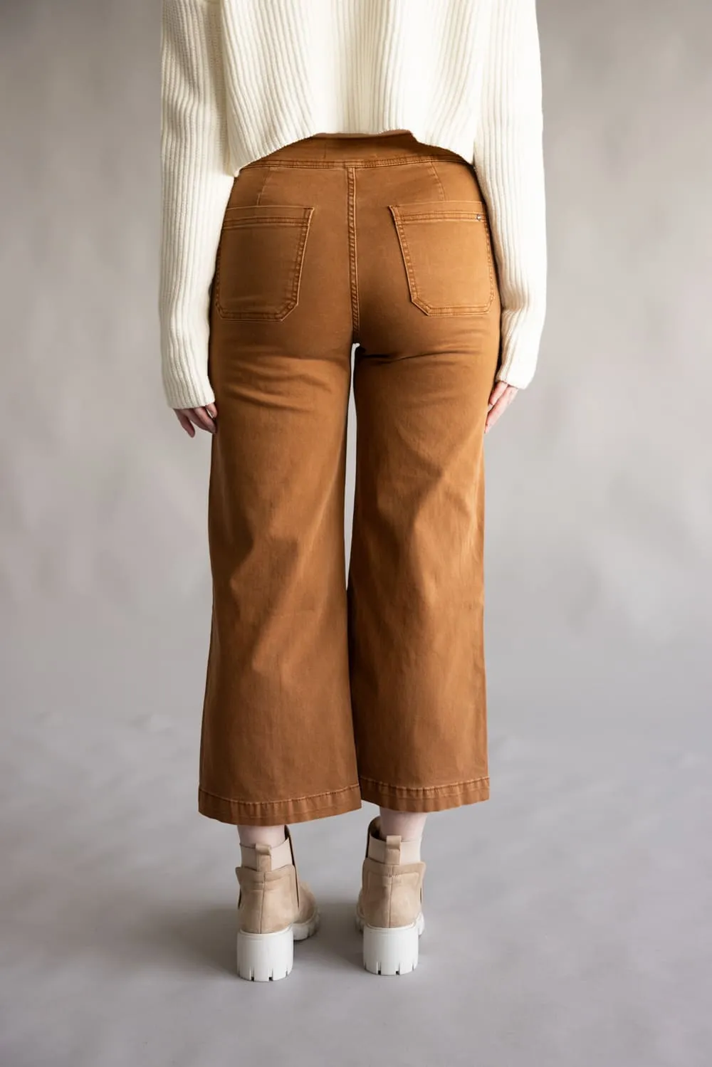 Mica High Rise Button Fly Cropped Wide Leg Jeans for Women in Caramel | MDP-W2004CL sold by Glik’s product image thumbnail 4