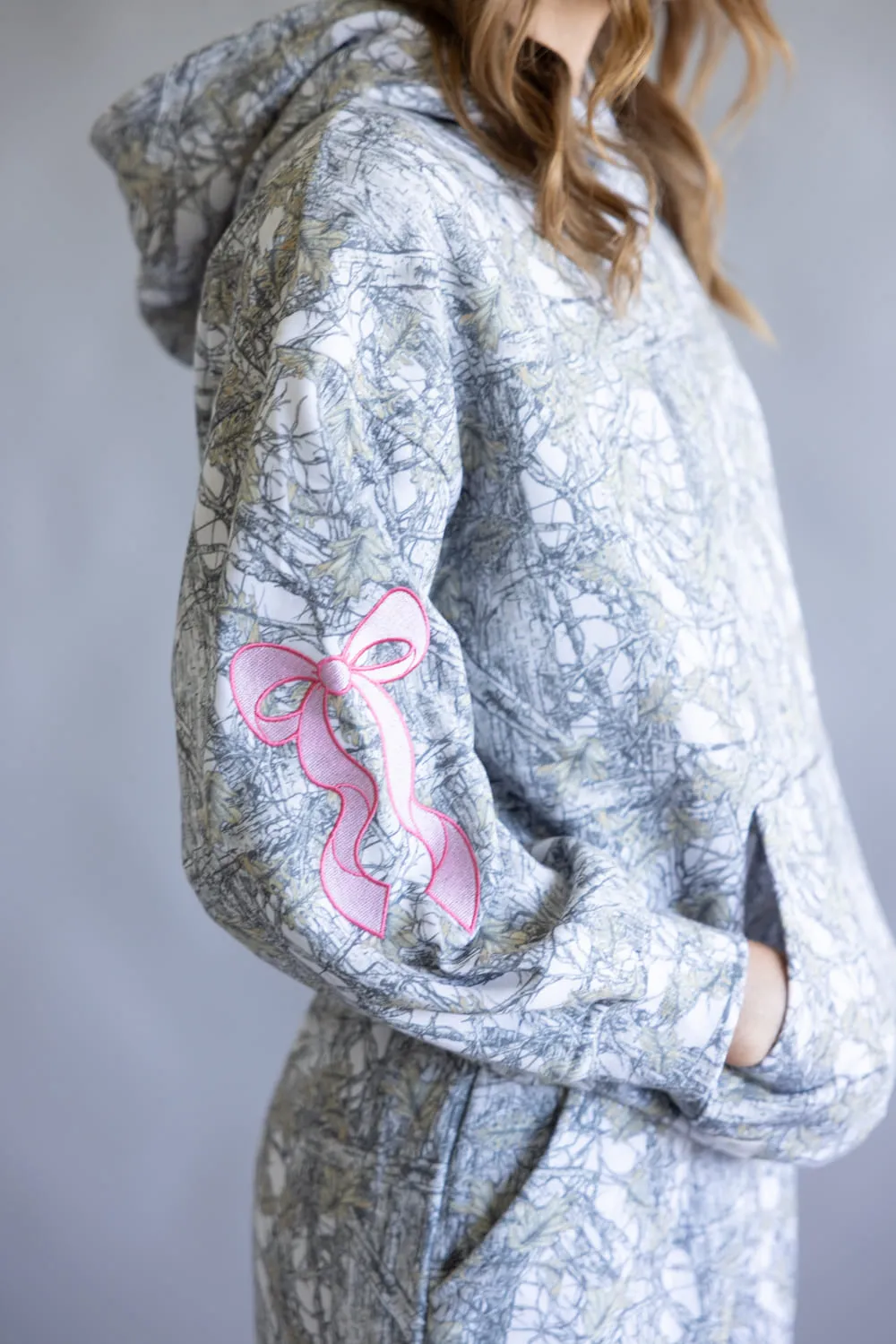 Simply Southern Alice Bow Hoodie for Women in Grey Camo | PP-0225-HD-ALICE-CAMO sold by Glik’s product image thumbnail 3