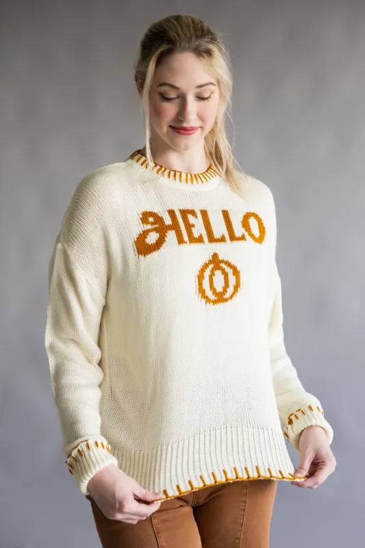 Simply Southern Hello Pumpkin Sweater for Women in Ivory | PP-0225-SWTR-IMEE-HELLO sold by Glik’s
