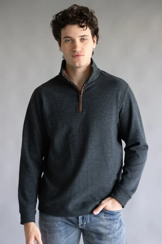 Quarter Zip Neck Sweater for Men in Black | 10090-BLACK sold by Glik’s