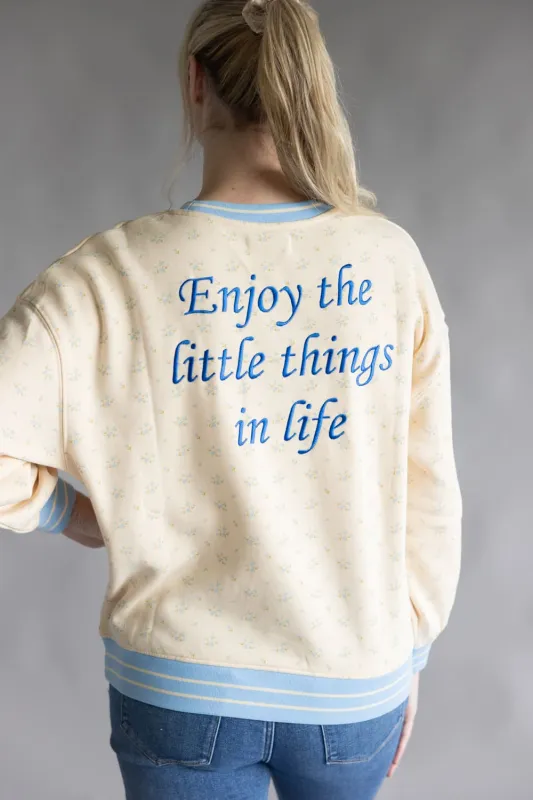 Simply Southern Bow Varsity Crew Sweatshirt for Women in Cream | PP-0225-CRW-VARSITY-ENJOY sold by Glik’s