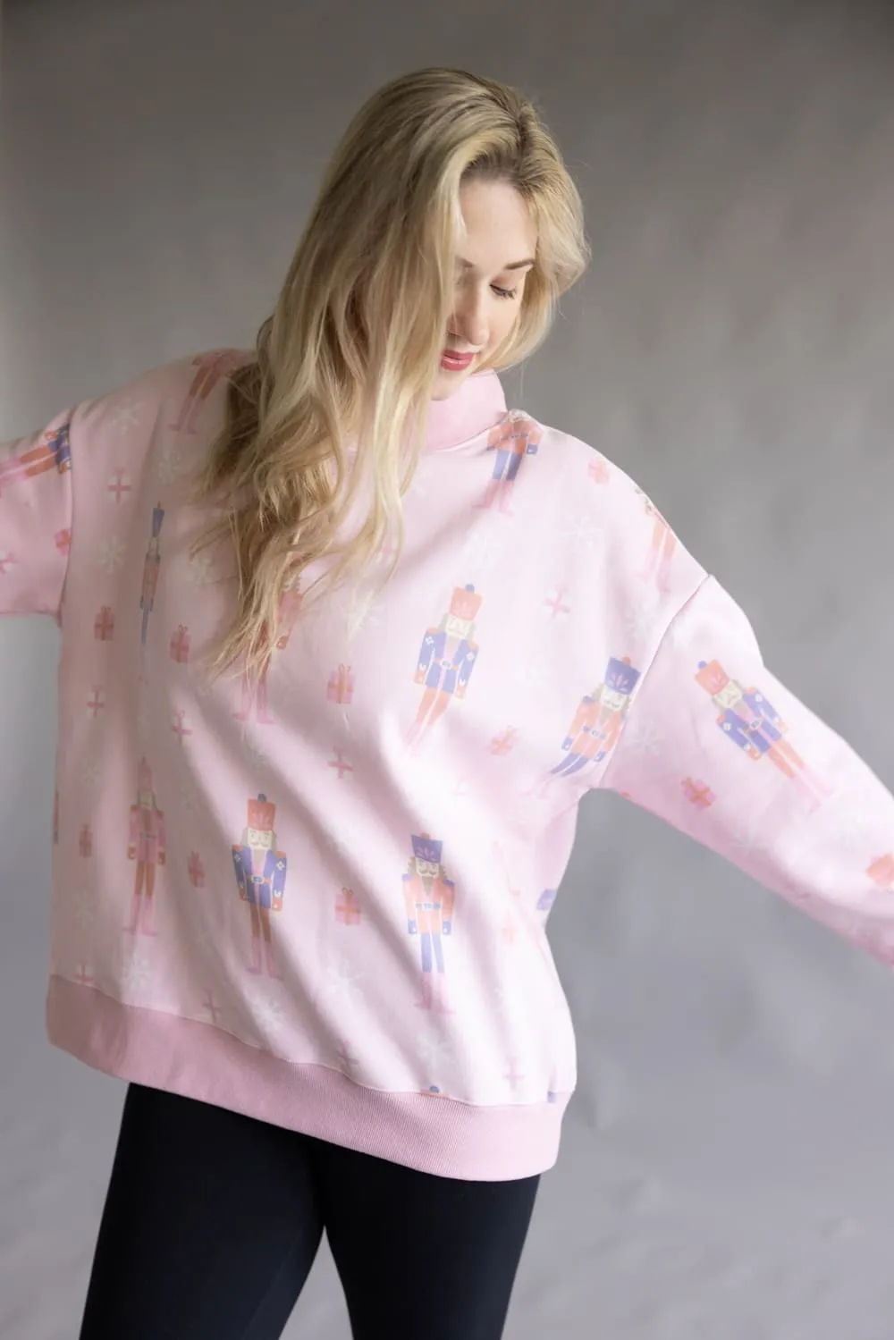 Nutcracker Mock Neck Sweatshirt for Women in Pink | KDC-PSW-25-LPK sold by Glik’s product image thumbnail 5