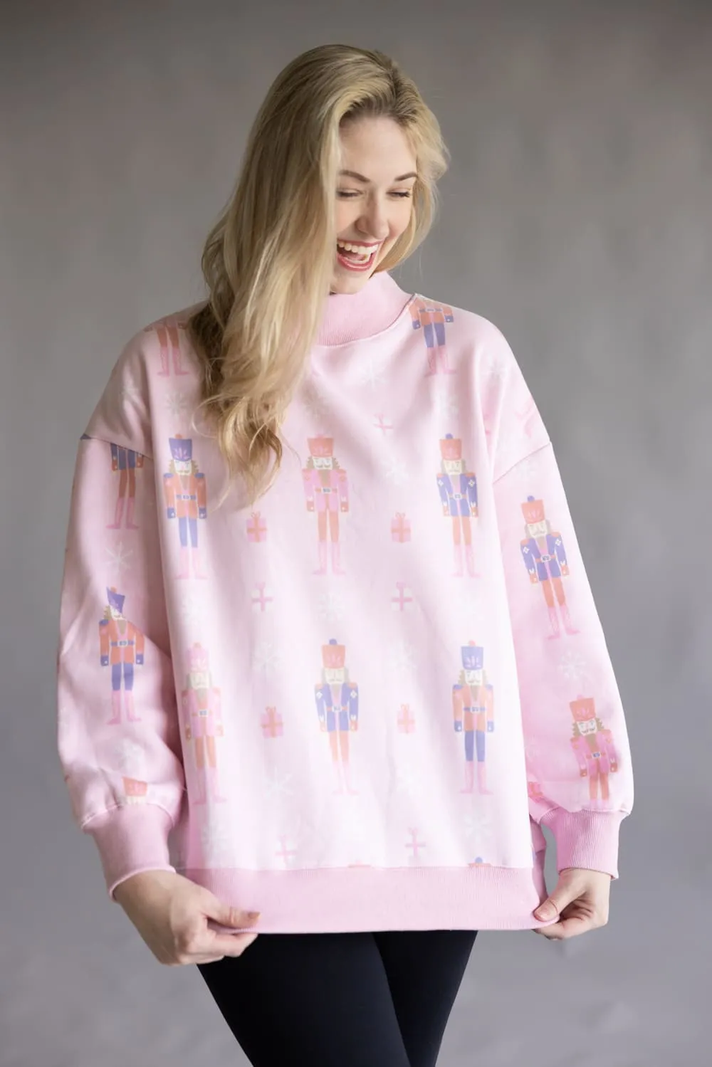 Nutcracker Mock Neck Sweatshirt for Women in Pink | KDC-PSW-25-LPK sold by Glik’s