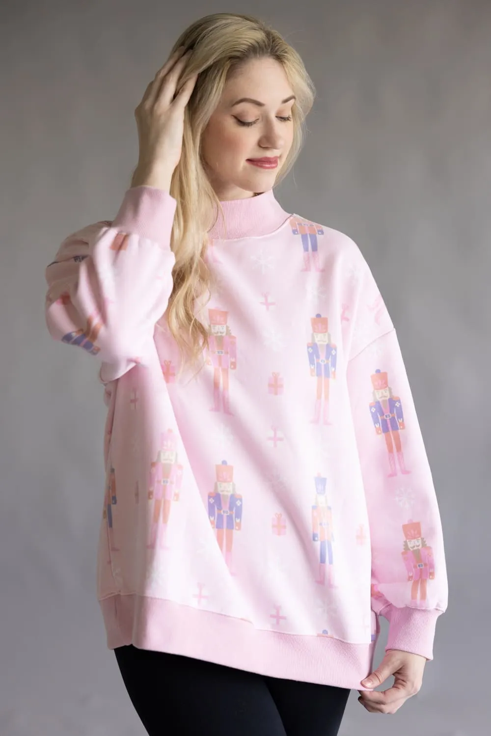 Nutcracker Mock Neck Sweatshirt for Women in Pink | KDC-PSW-25-LPK sold by Glik’s product image thumbnail 3