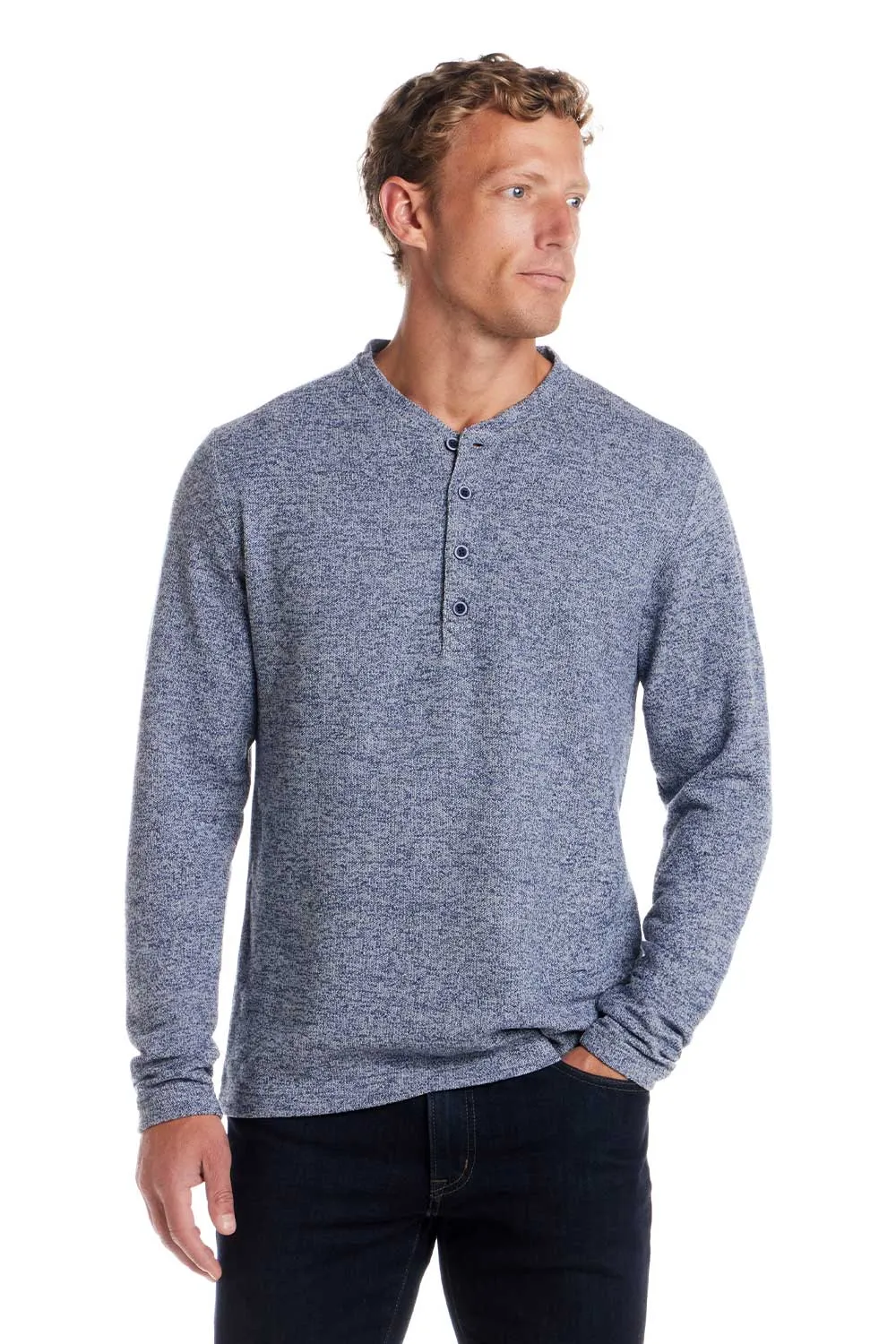Weatherproof Vintage Mixy Henley Long Sleeve Shirt for Men in Navy | F2521952GK-NAVY sold by Glik’s product image thumbnail 4