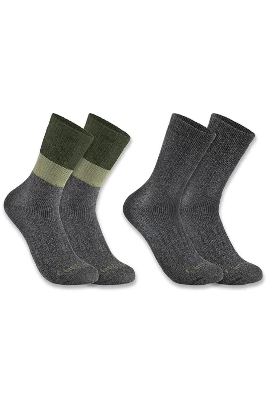 Carhartt Color Block Synthetic-Wool Crew Socks 2 Pack for Men in Grey | SC9622-MASST03 sold by Glik’s