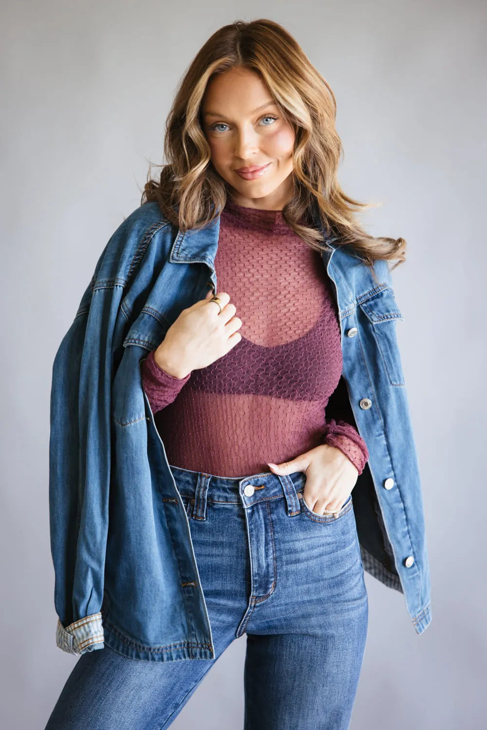 Free People Intimately Minding My Own Business Sheer Layering Top for Women in Crushed Berry | OB2249049-6617-CRUSHEDBERRY sold by Glik’s