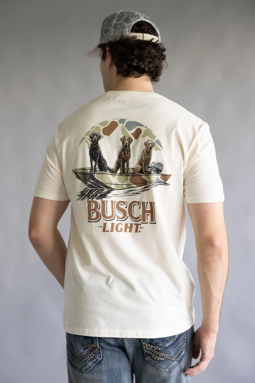 Busch Light Boat Dogs T-Shirt for Men in Cream | 2245-NATURAL sold by Glik’s product image thumbnail 4