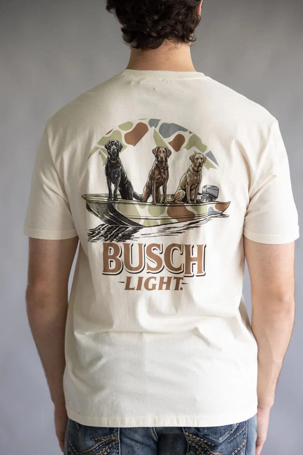 Busch Light Boat Dogs T-Shirt for Men in Cream | 2245-NATURAL sold by Glik’s product image thumbnail 5