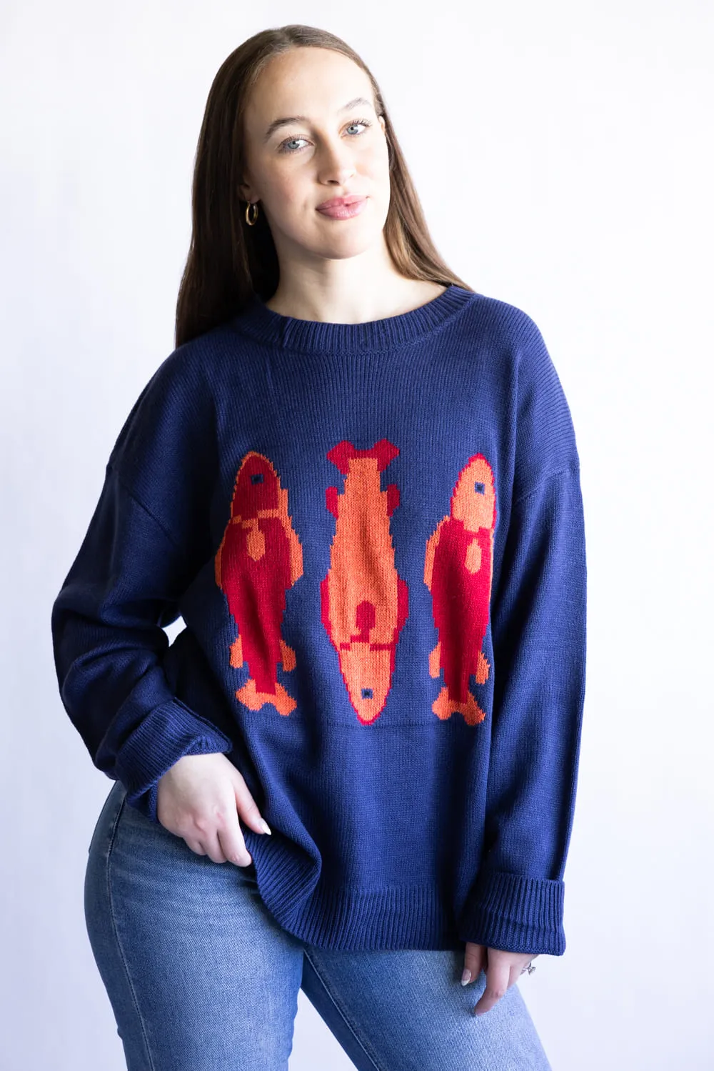 Fish Sweater for Women in Navy | PST1809-NAVY sold by Glik’s