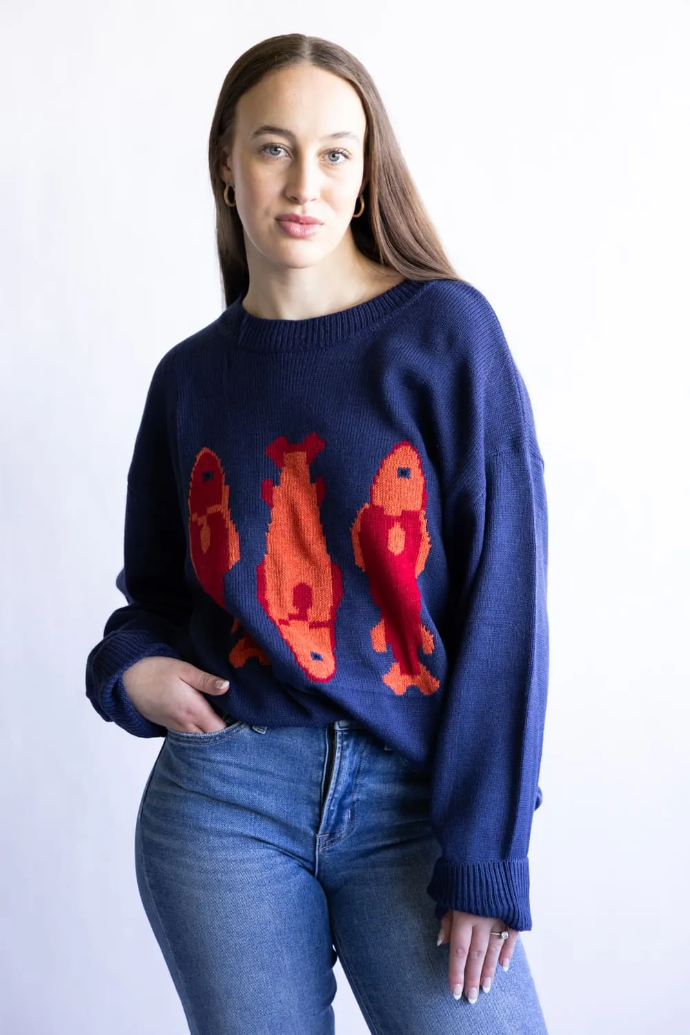 Fish Sweater for Women in Navy | PST1809-NAVY sold by Glik’s product image thumbnail 2
