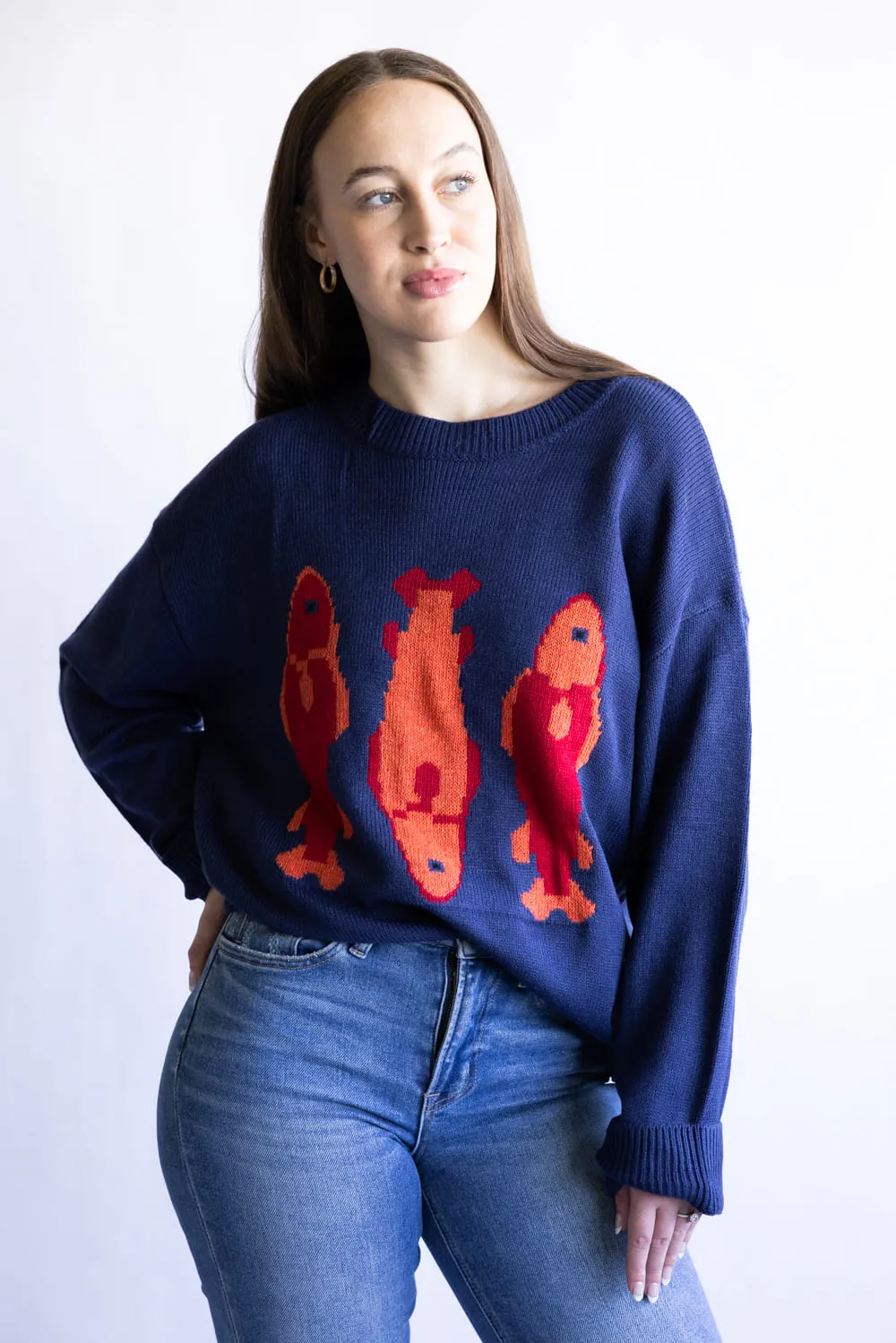 Fish Sweater for Women in Navy | PST1809-NAVY sold by Glik’s product image thumbnail 4