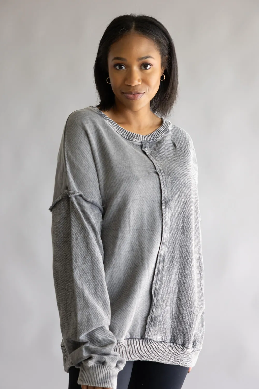 Simply Southern Drop Shoulder Pullover for Women in Lead | PP-0225-PULL-LEONA-LEAD sold by Glik’s product image thumbnail 4