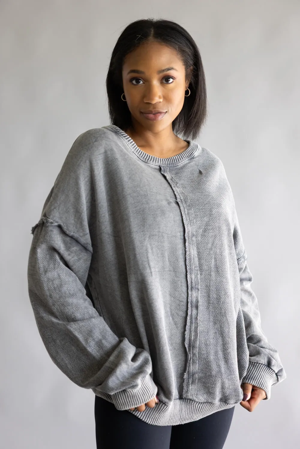 Simply Southern Drop Shoulder Pullover for Women in Lead | PP-0225-PULL-LEONA-LEAD sold by Glik’s product image thumbnail 2