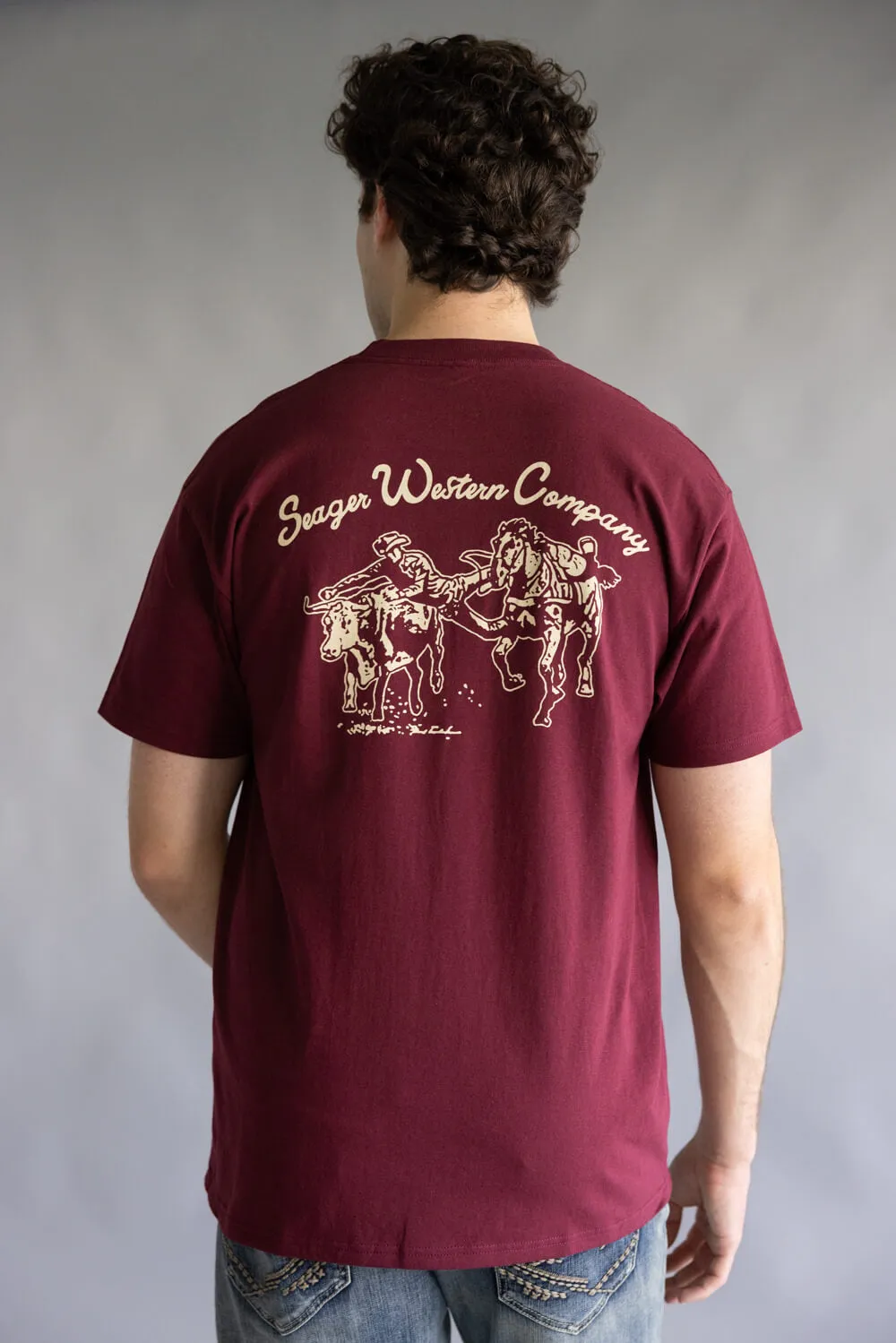 Seager Los Rios T-Shirt for Men in Burgundy | MTF25LOSRIRED-RED sold by Glik’s product image thumbnail 4