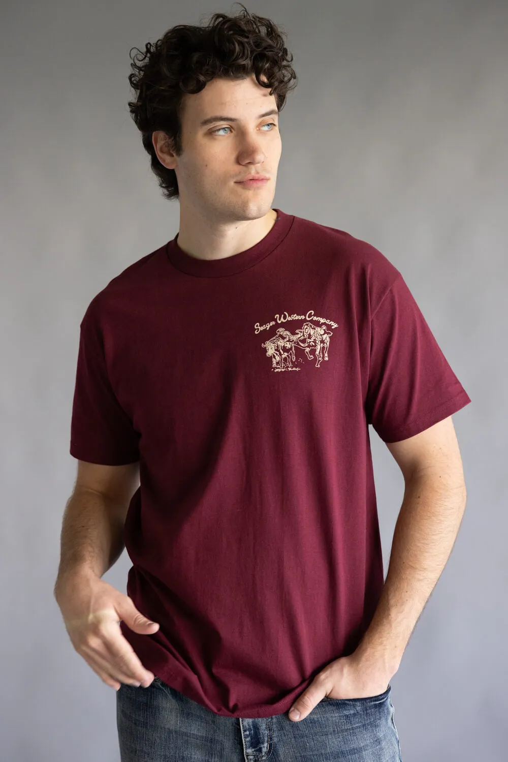Seager Los Rios T-Shirt for Men in Burgundy | MTF25LOSRIRED-RED sold by Glik’s product image thumbnail 3