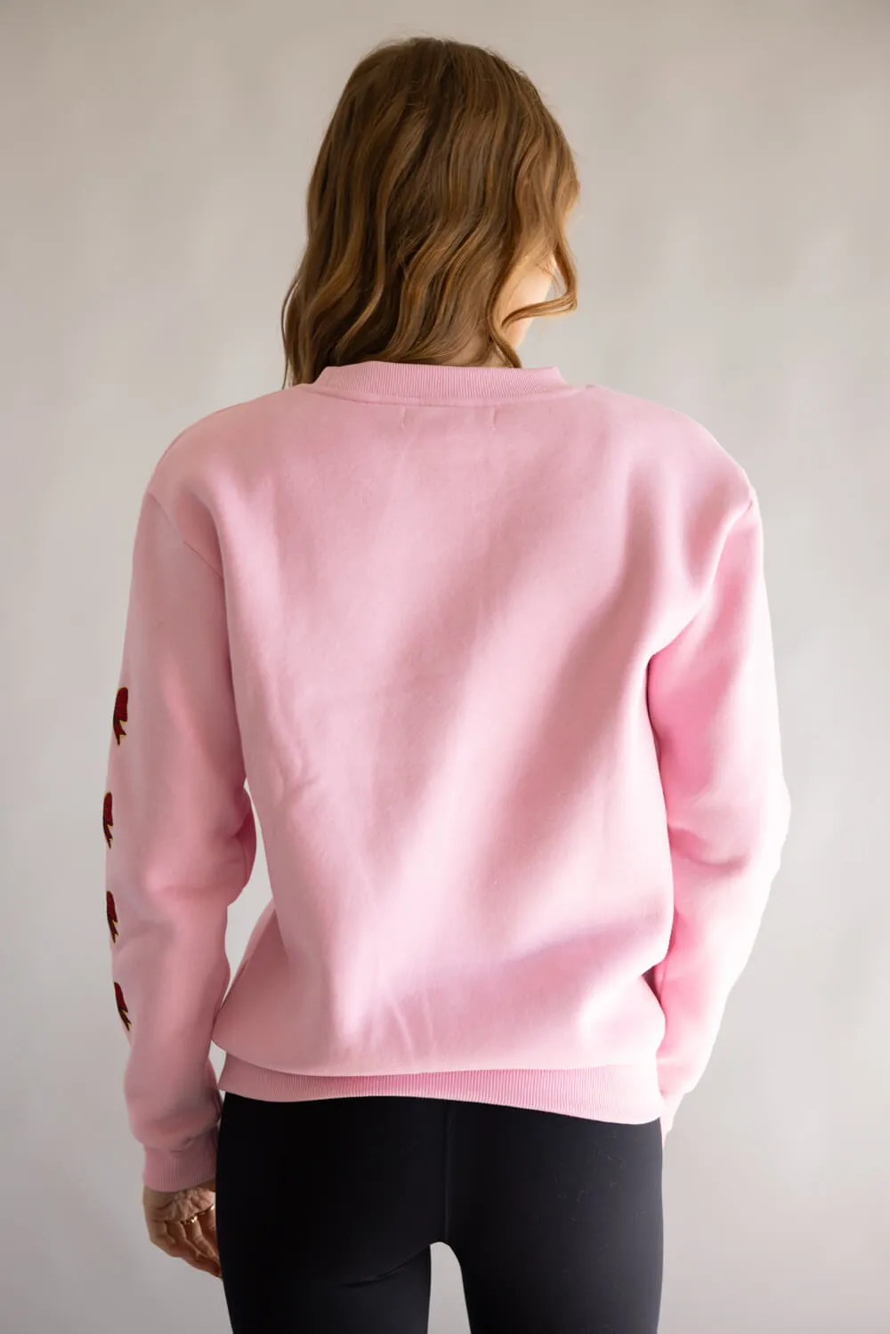 Simply Southern Embroidered Holiday Bow Sweatshirt for Women in Pink | PP-0225-CRW-DILARA-MERRY sold by Glik’s product image thumbnail 4