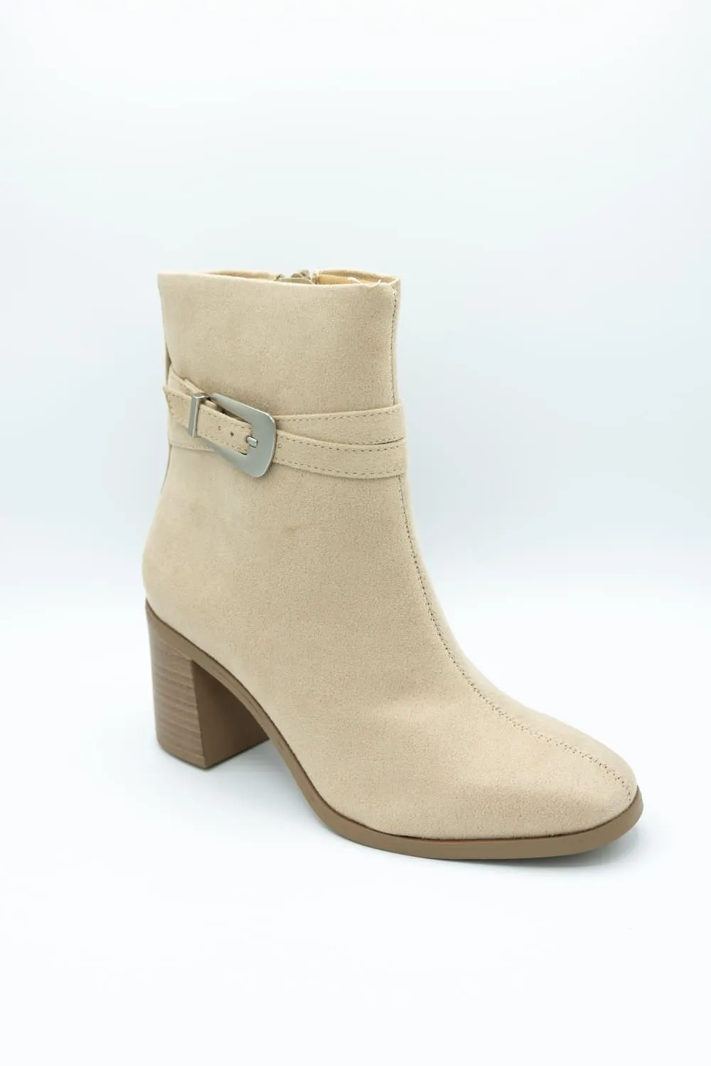 Soda Timmy Buckle Ankle Booties for Women in Beige | TIMMY-S CAMEL sold by Glik’s