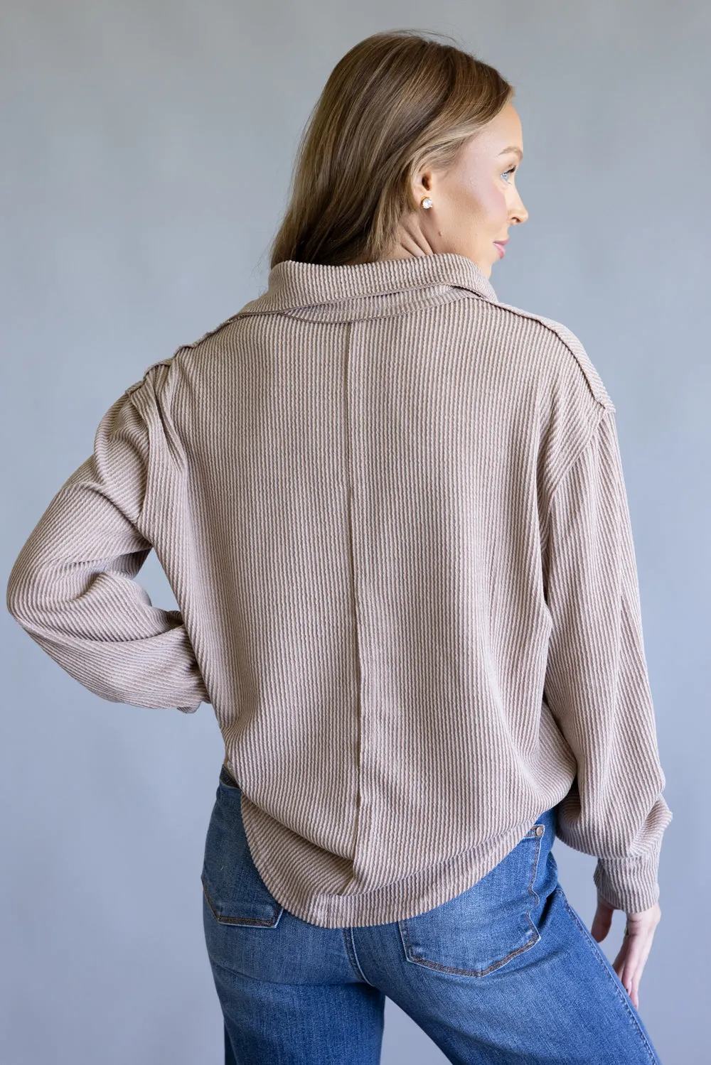 Simply Southern Knit Johnny Collar for Women in Umber | PP-0225-TOP-KNT-CLR-UMBER sold by Glik’s product image thumbnail 3