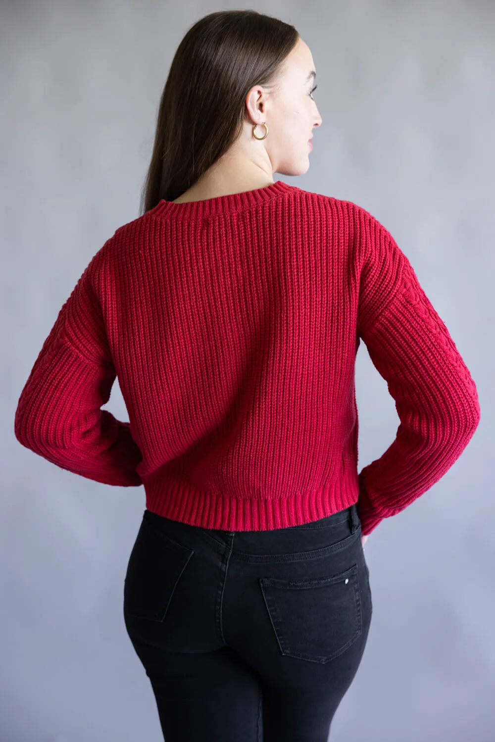 Simply Southern Santa Face Crop Sweater for Women in Red | PP-0225-SWTR-ELENA-SNT sold by Glik’s product image thumbnail 4
