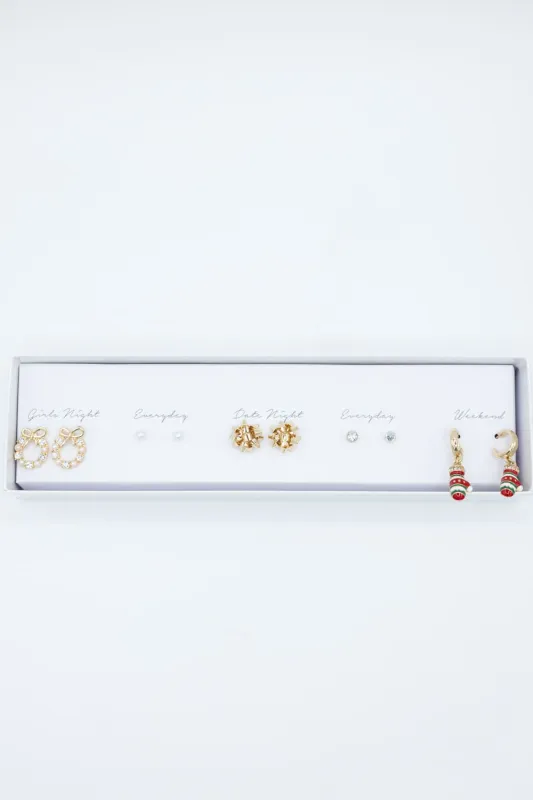 Bow Christmas Season Earrings Gift Box Set | ED11134RED sold by Glik’s