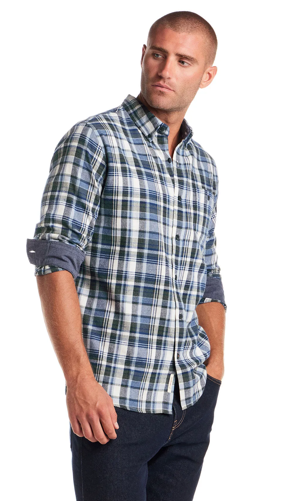 Weatherproof Vintage Brushed Flannel Shirt for Men in Blue Fusion | F2585755GK-BLUEFUSION sold by Glik’s product image thumbnail 5