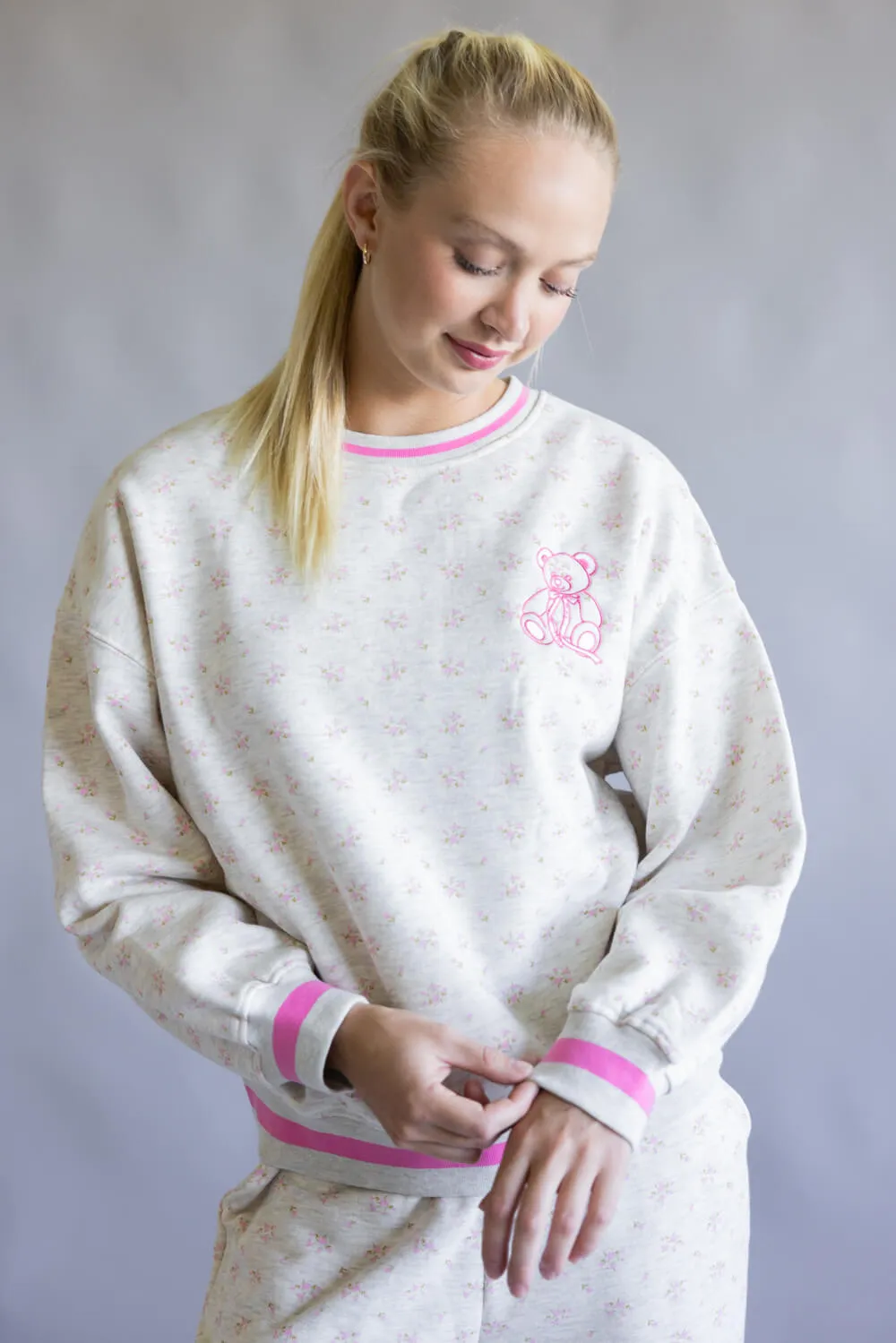 Simply Southern Love Varsity Crew Sweatshirt for Women in Gray | PP-0225-CRW-VARSITY-LOVE sold by Glik’s