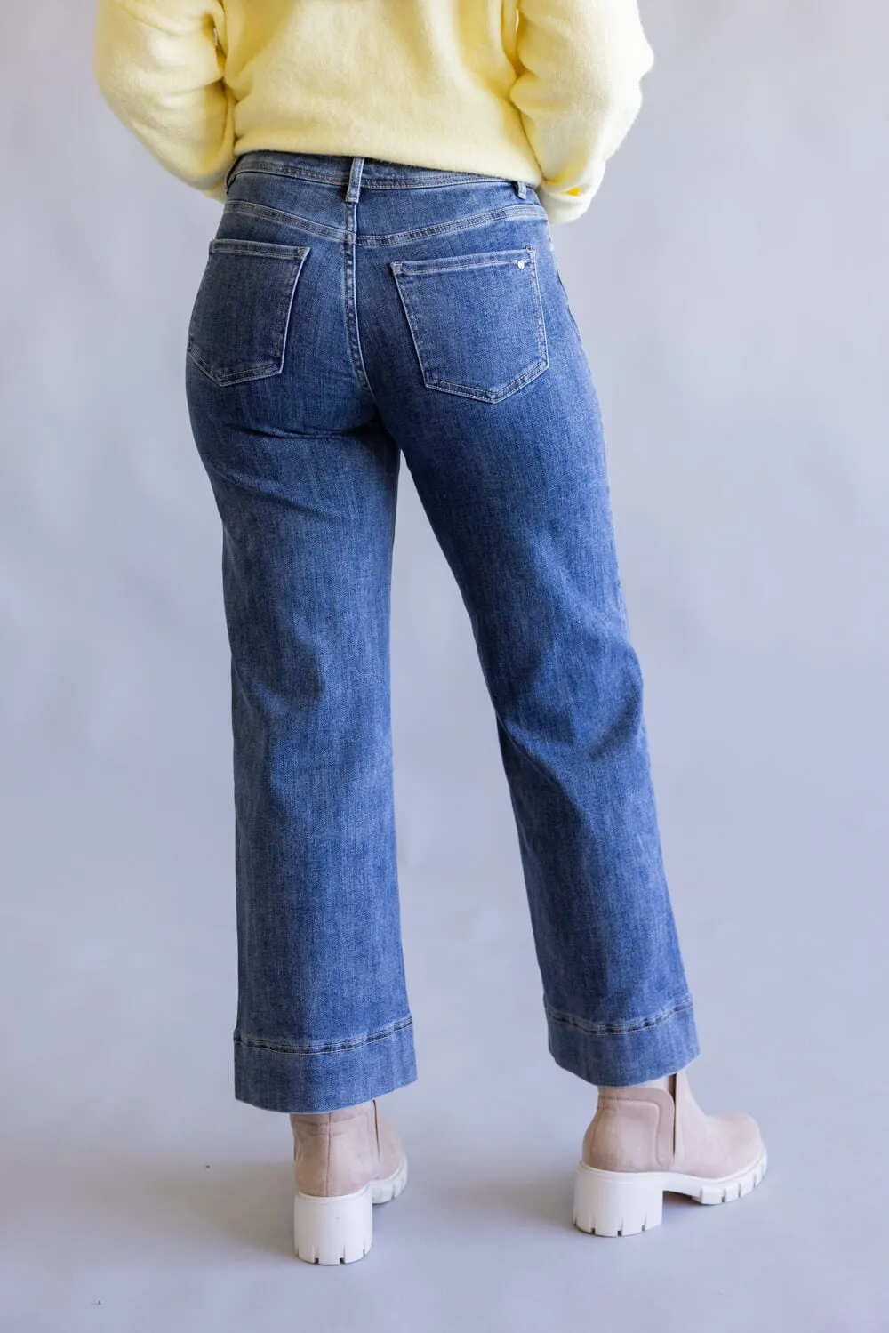 Mica High Rise Dark Wash Wide Leg Jeans for Women | MDP-W3535M sold by Glik’s product image thumbnail 4
