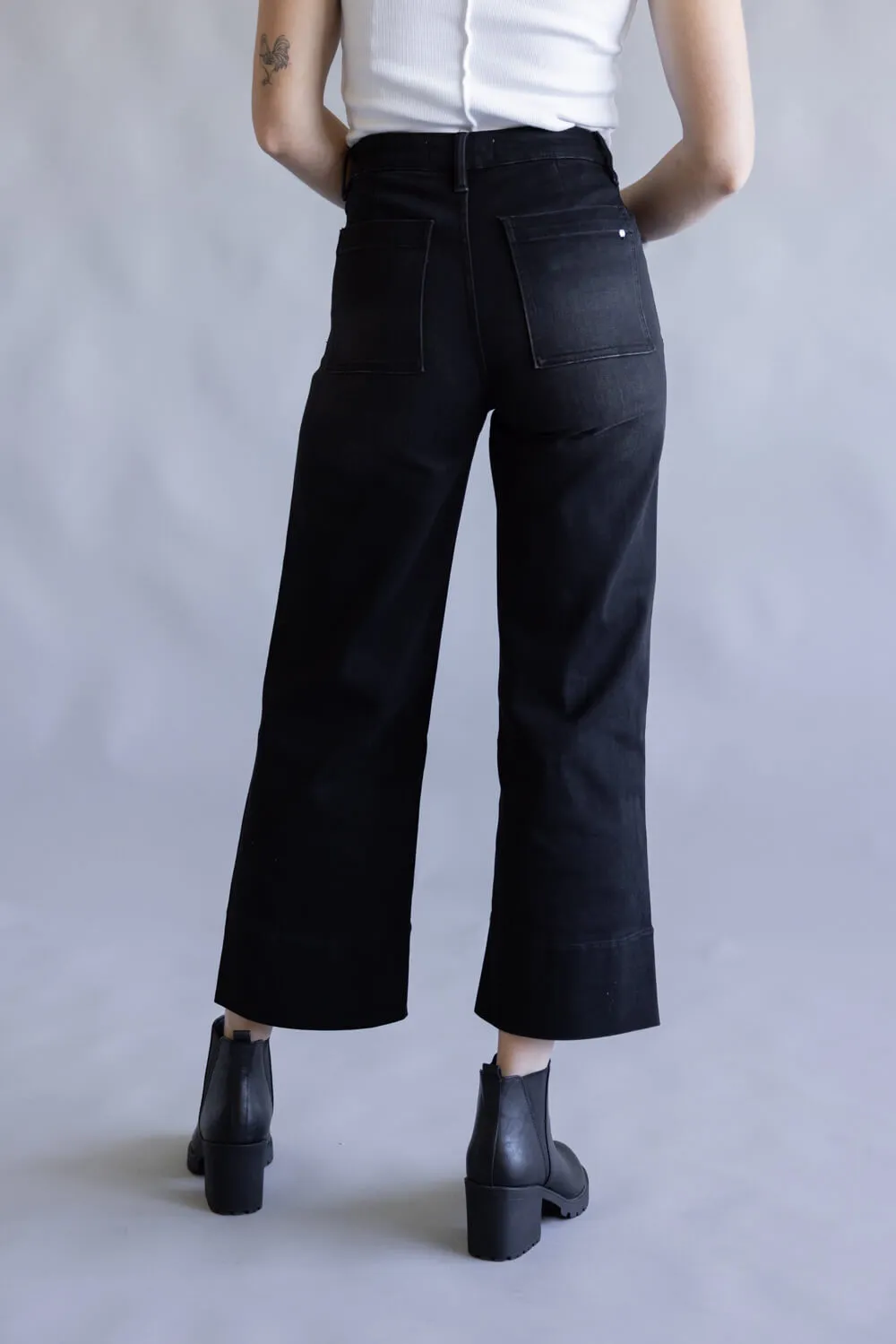 Mica High Rise Crop Wide Leg Jeans for Women in Black | MDP-W3468BK sold by Glik’s product image thumbnail 4
