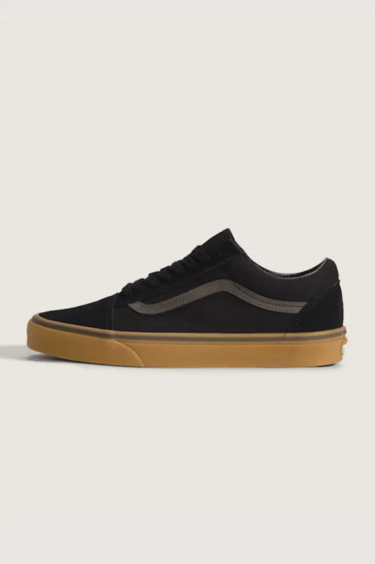 Vans Old Skool Gum Sneakers for Men in Black | VN000D7ZB9M sold by Glik’s