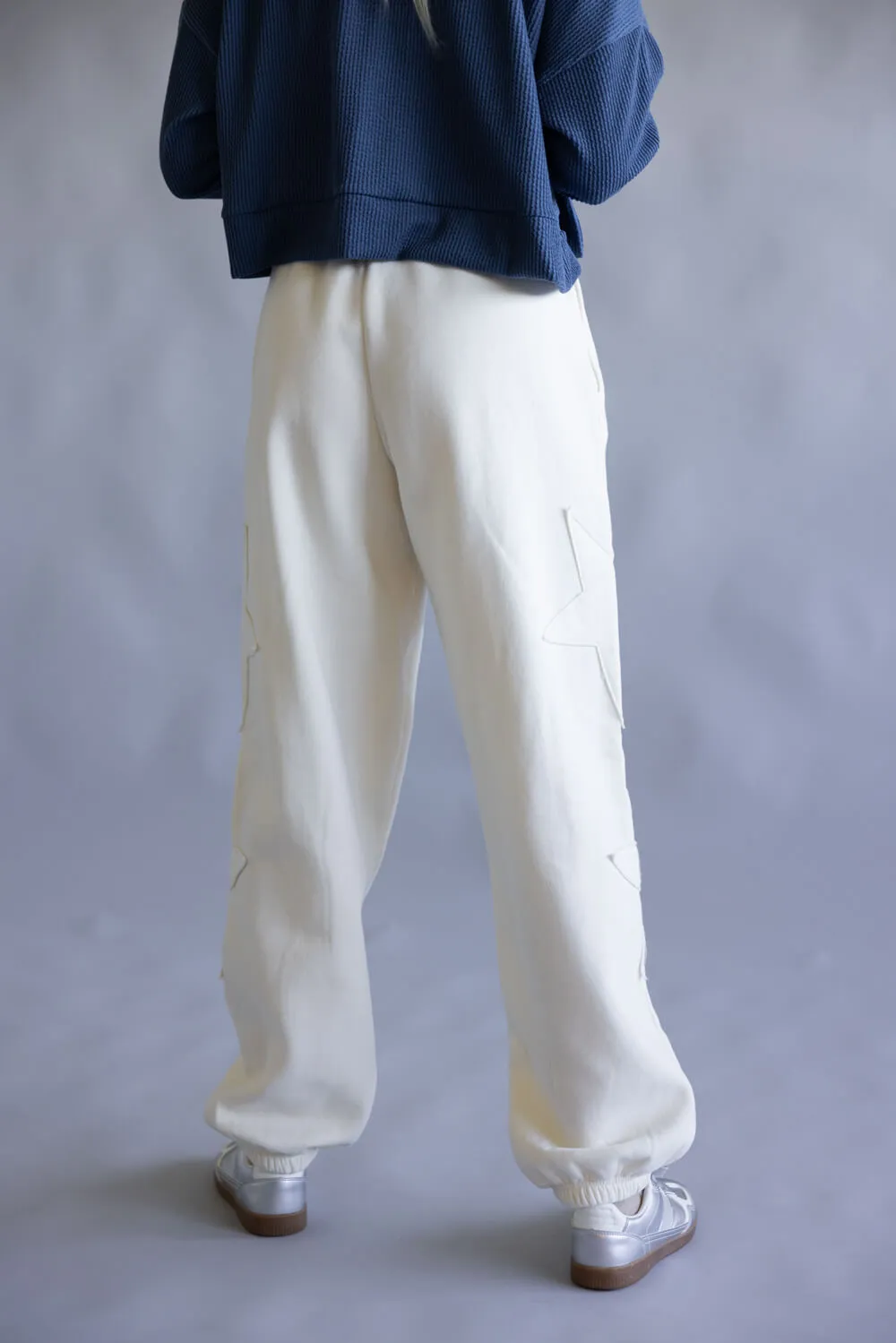Star Patch Drawstring Jogger Sweatpants for Women in Cream | DZ25F436-CREAM sold by Glik’s product image thumbnail 3