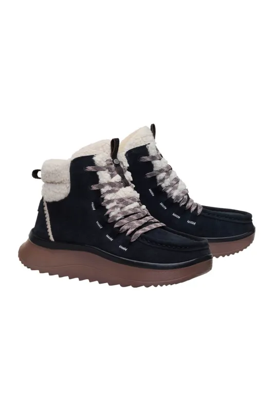 HEYDUDE Women’s Wendy Peak Apres Suede Cozy Stitch in Black | 44367-00W sold by Glik’s
