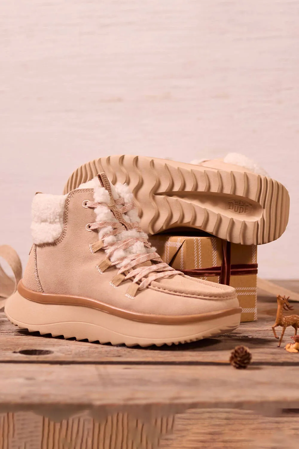 HEYDUDE Women’s Wendy Peak Apres Suede Cozy Stitch in Tan | 44367-265 sold by Glik’s