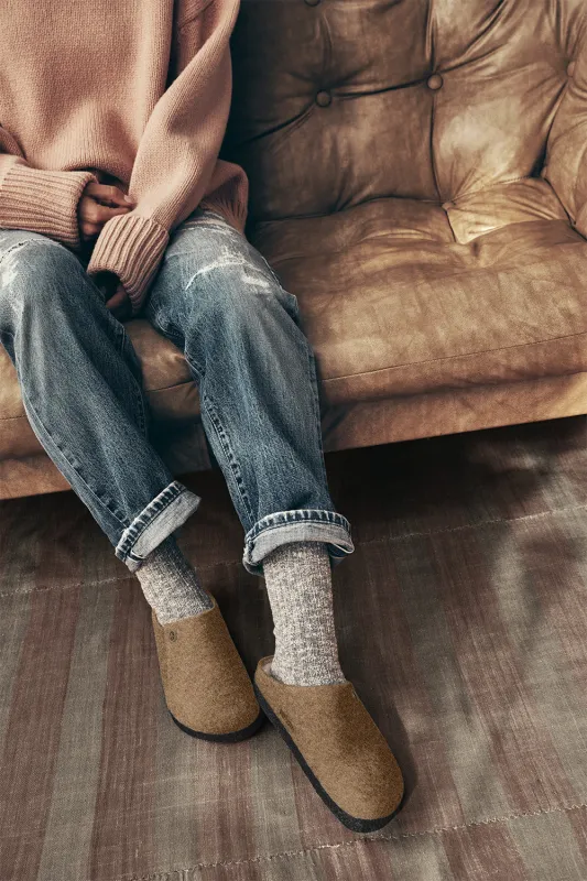 Birkenstock Zermatt Wool Felt Shearling Slippers for Women in Toffee | 1027978 sold by Glik’s