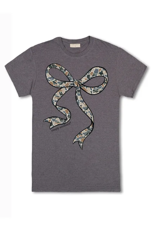 Simply Southern Plus Size Old Camo Bow T-Shirt for Women in Iron Heather | EXT-SS-CAMOOLD-IRONHTHR sold by Glik’s
