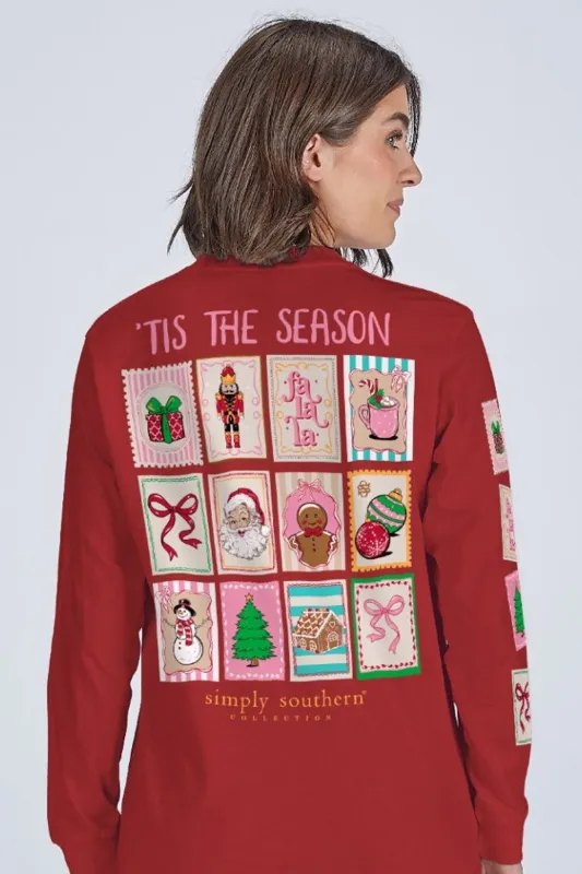 Simply Southern Tis The Season Long Sleeve T-Shirt for Women in Red | LS-STAMPS-CARMINE sold by Glik’s