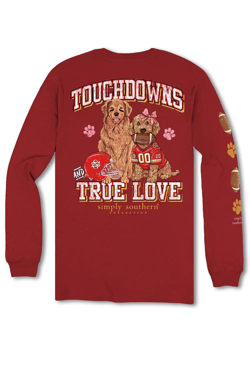 Simply Southern Plus Size Touchdowns and Love Long Sleeve T-Shirt for Women in Red | EXT-LS-TOUCHDWN-CARMINE sold by Glik’s product image thumbnail 2