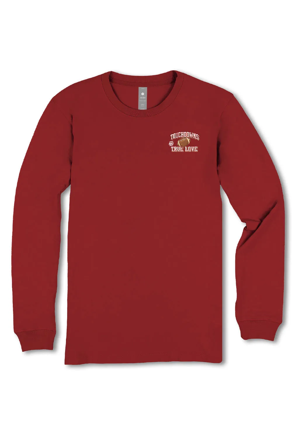 Simply Southern Plus Size Touchdowns and Love Long Sleeve T-Shirt for Women in Red | EXT-LS-TOUCHDWN-CARMINE sold by Glik’s