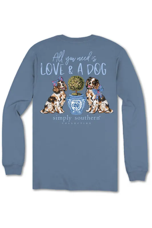 Simply Southern Plus Size Love & A Dog Long Sleeve T-Shirt for Women in Blue | EXT-LS-LOVE-ICELAND sold by Glik’s