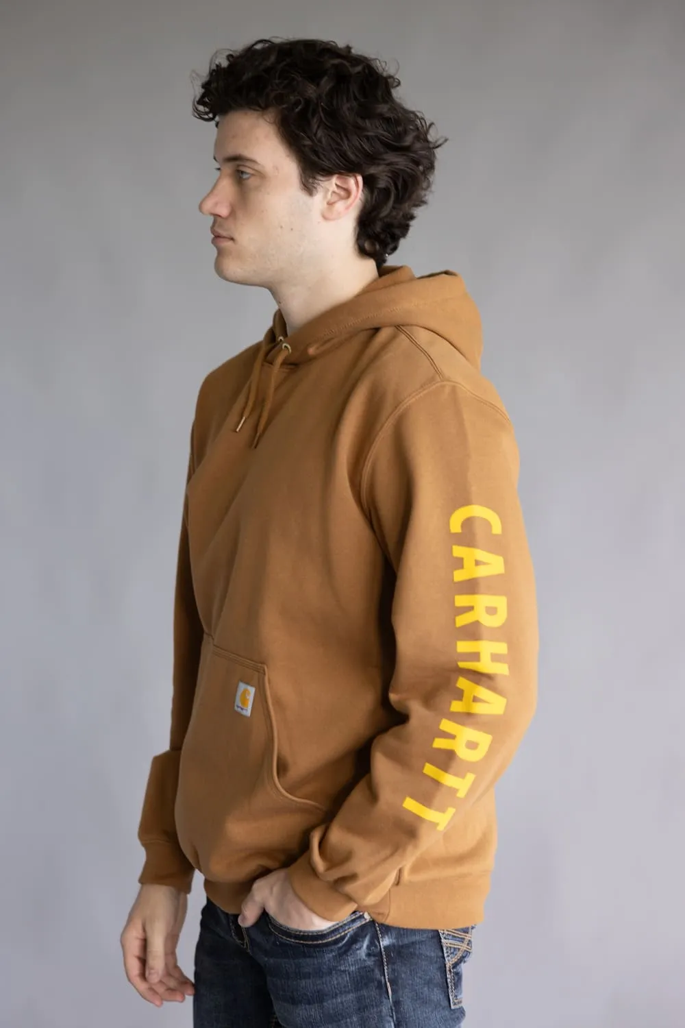 Carhartt Rain Defender Midweight Logo Sleeve Hoodie for Men in Carhartt Brown | 107030-BRN BROWN sold by Glik’s product image thumbnail 4