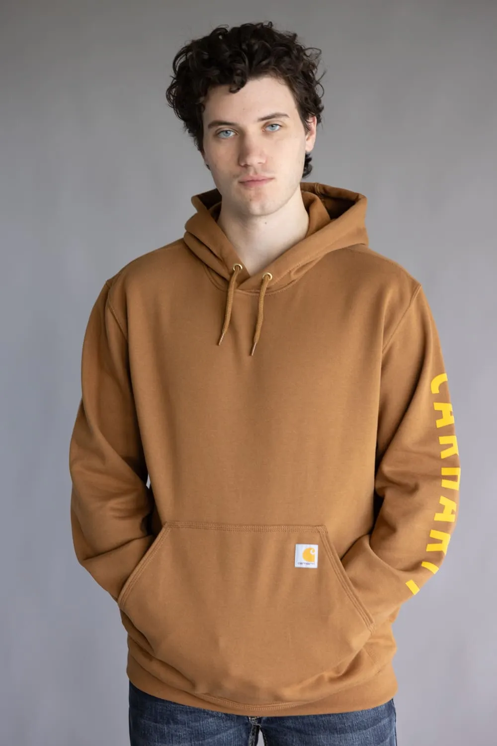 Carhartt Rain Defender Midweight Logo Sleeve Hoodie for Men in Carhartt Brown | 107030-BRN BROWN sold by Glik’s product image thumbnail 2