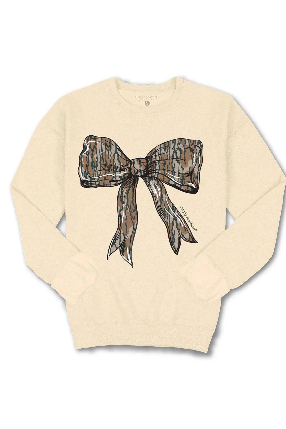 Simply Southern Tree Bark Bow Crewneck for Women in Beige | CREW-BARK-SAND sold by Glik’s product image thumbnail 2