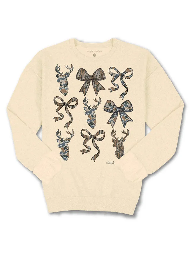 Simply Southern Deer Camo Bow Crewneck for Women in Sand | CREW-DEERCAMO-SAND sold by Glik’s product image thumbnail 2