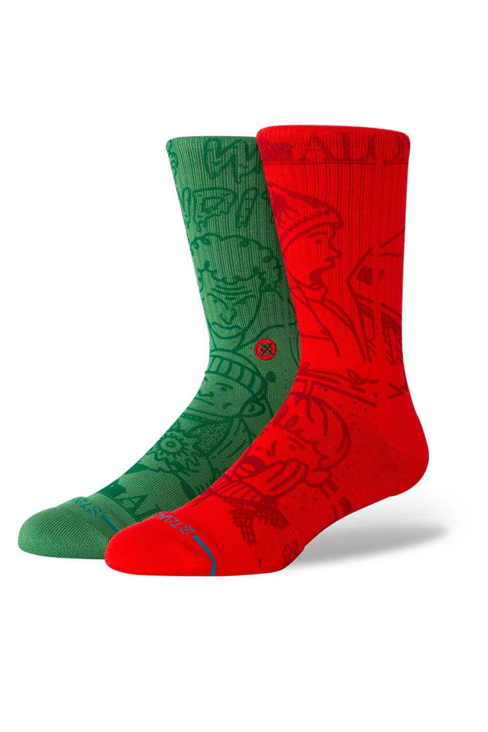 Stance Home Alone Crew Socks for Men in Red/Green | A556D25HOA-MULTI sold by Glik’s