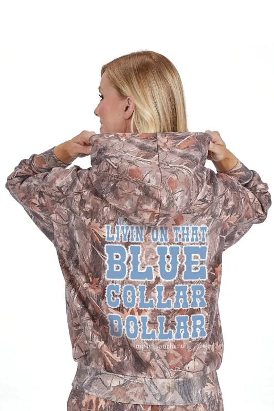 Simply Southern Blue Collar Dollar Camo Hoodie for Women in Camo | HD-DOLLAR-CAMO sold by Glik’s