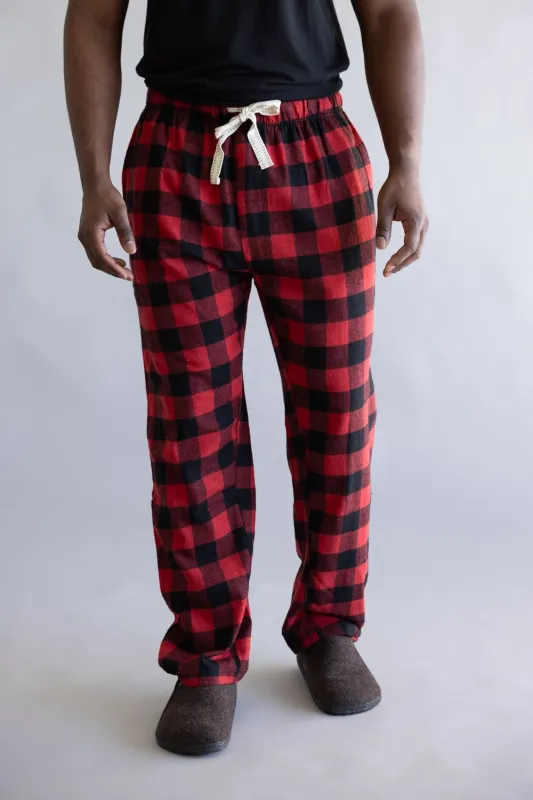 Plaid Flannel Lounge Pants for Men in Red | EZ79923FP-RED/BLK BUFFALO sold by Glik’s